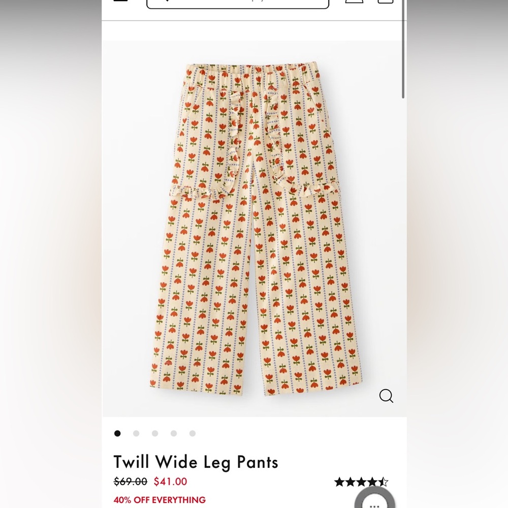 Hanna Andersson Cream Bottoms with Red and Green Apples
